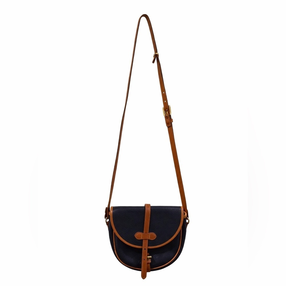 Vintage Dooney & Bourke Overland Crossbody AWL Navy Tan Duck Logo Bag